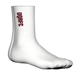 UQ Rugby Socks White (Maroon text)